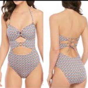 NWOT True Craft multicolored Wave Cut Out One-Piece swimsuit size M